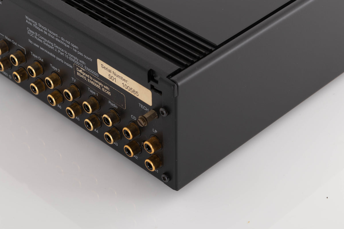 Rear right corner view of a used Meridian 501 Pre Amplifier