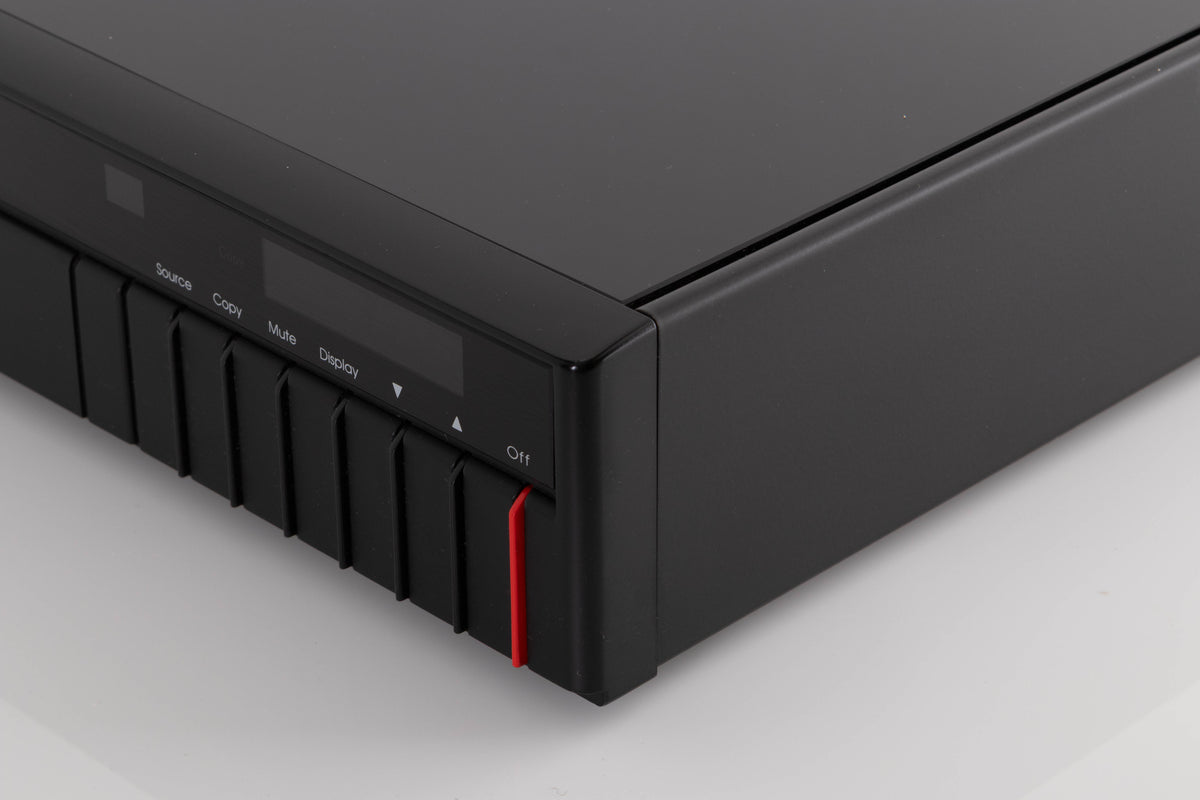 Front right corner view of a used Meridian 502 Pre Amplifier