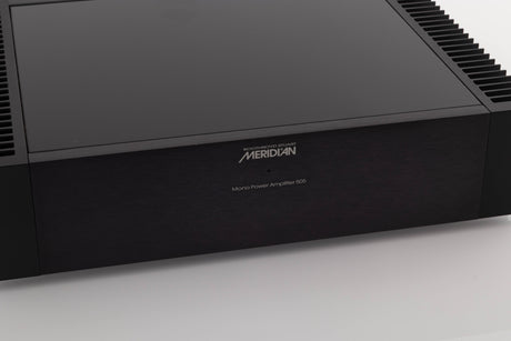 Close up view of a used Meridian 505 Single Monoblock Power Amplifier