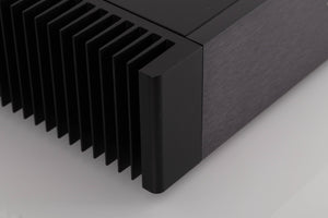 Front left corner view of a used Meridian 505 Single Monoblock Power Amplifier