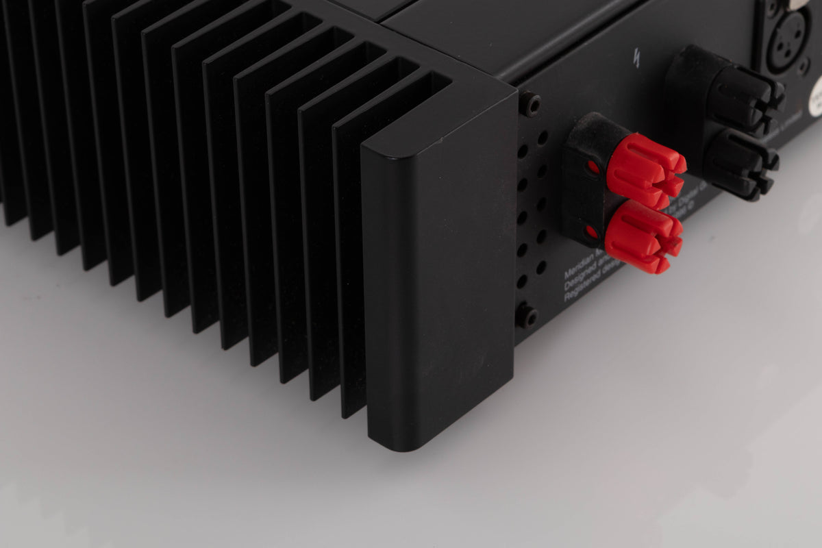 Rear left corner view of a used Meridian 505 Single Monoblock Power Amplifier