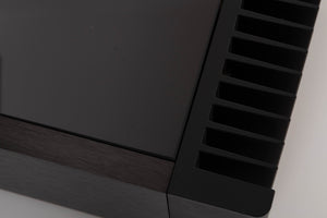 Close up view of a used Meridian 556 Stereo Power Amplifier