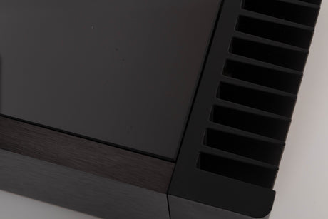 Close up view of a used Meridian 556 Stereo Power Amplifier