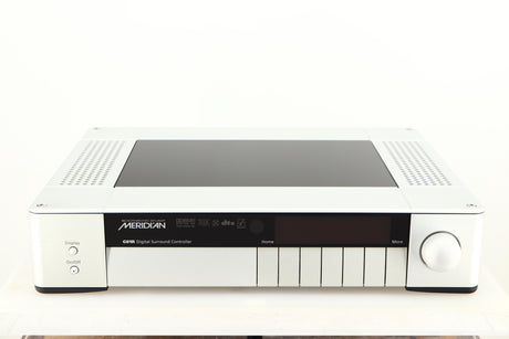Front view of a used Meridian G61R Controller in a silver finish