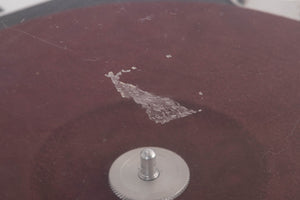 Close up of a used Michell Focus One Turntable (No Arm) (Spares / Repair) showing marks and scratching on lid