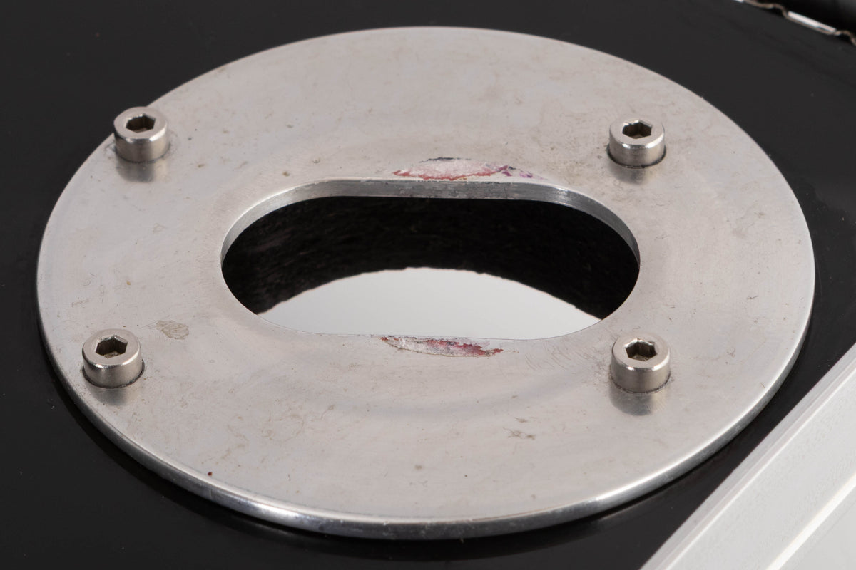 Close up of a used Michell Focus One Turntable (No Arm) (Spares / Repair) showing marks and scratching on unit