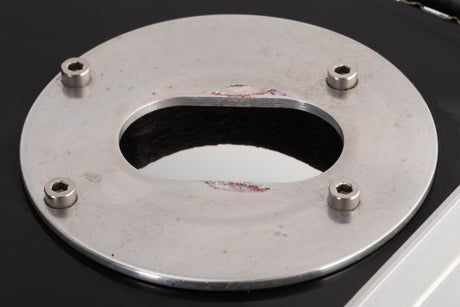 Close up of a used Michell Focus One Turntable (No Arm) (Spares / Repair) showing marks and scratching on unit