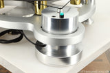 Rear right corner view of a used Michell Gyro SE Turntable in Silver finish with RB2000 Tonearm