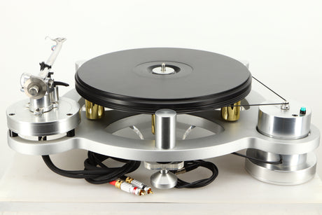 Rear view of a used Michell Gyro SE Turntable in Silver finish with RB2000 Tonearm