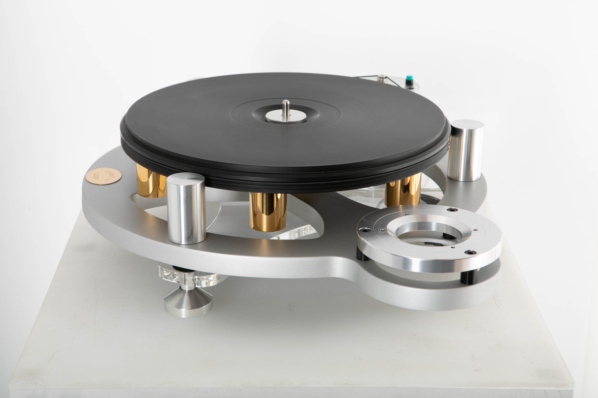 Side view of a used Michell Gyro SE Turntable in Silver