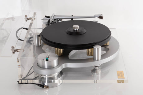 Left side view of a used Michell Gyrodec Turntable / SME IV Tonearm / Transfiguration Phoenix Cartridge