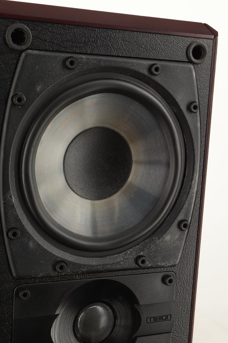 Close up view of a used Mission 751 Standmount Speaker in Rosewood finish