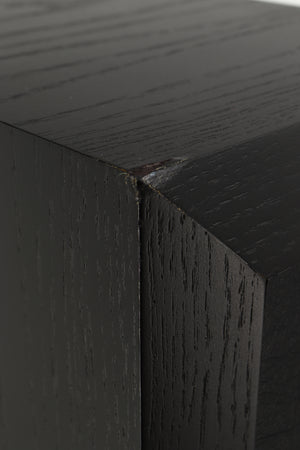 Close up of a used Mission 782 Floorstanding Speaker in a black finish showing blemish on rear right corner