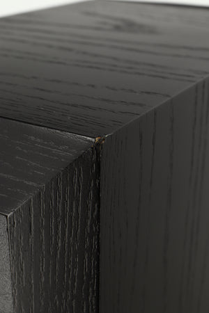 Close up of a used Mission 782 Floorstanding Speaker in a black finish showing blemish on rear left corner