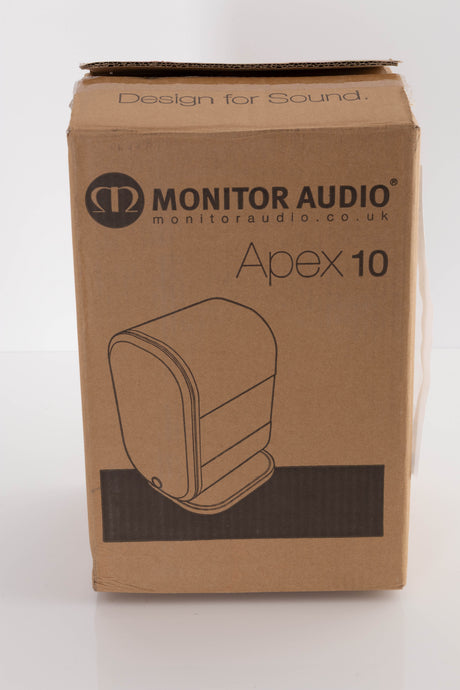 Box of a used Monitor Audio APEX 10 Standmount Speaker in Black