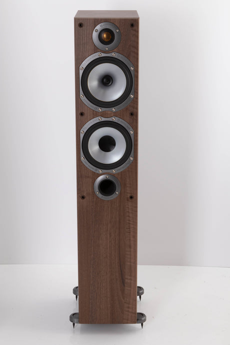 Front view of a used Monitor Audio Bronze BR5 Floorstanding Speaker in Walnut