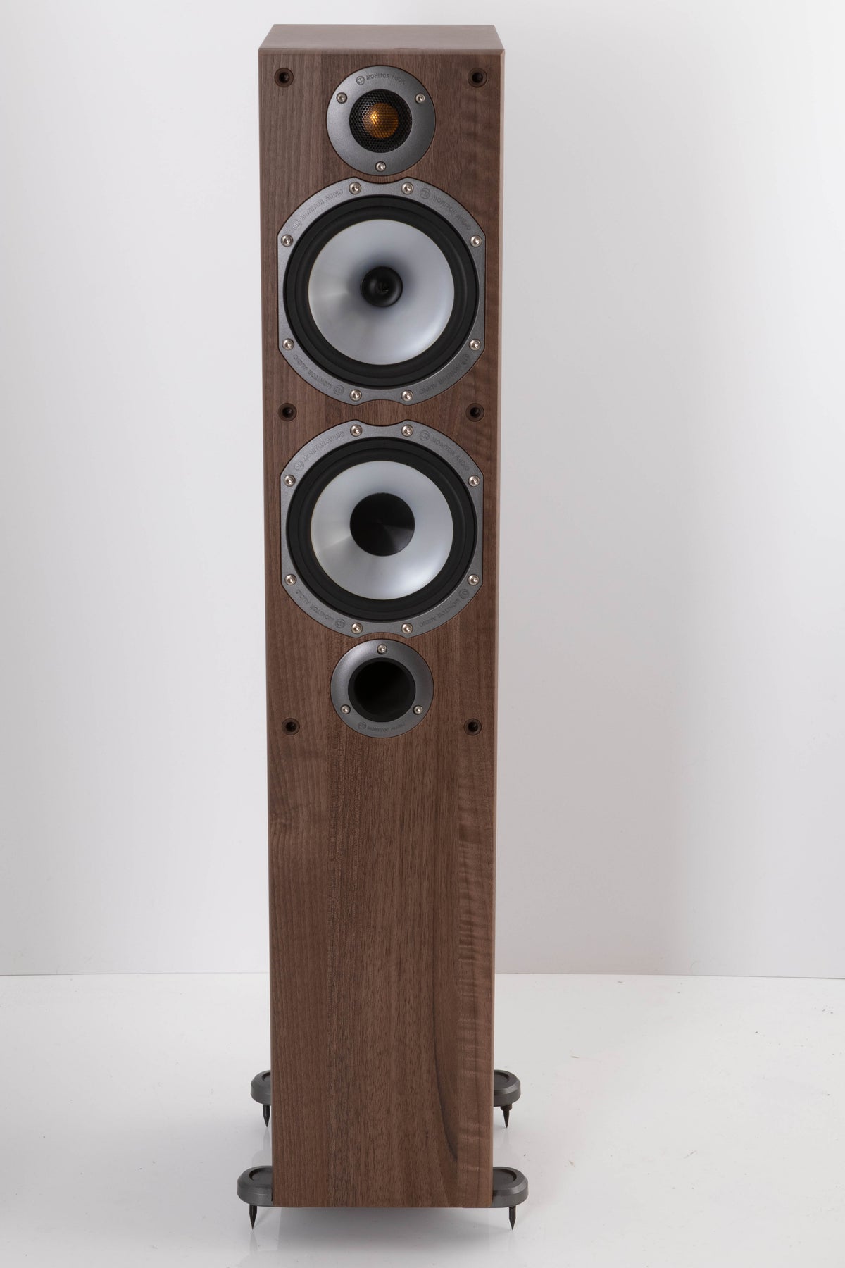 Front view of a used Monitor Audio Bronze BR5 Floorstanding Speaker in Walnut
