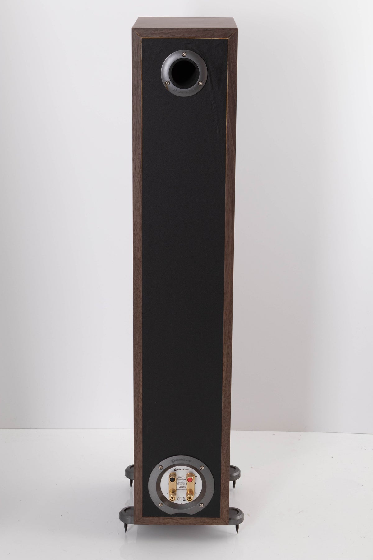 Rear view of a used Monitor Audio Bronze BR5 Floorstanding Speaker in Walnut