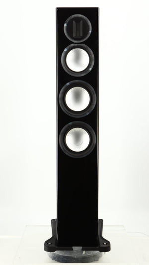 Front view of a used Monitor Audio Gold 200 4G Floorstanding Speaker in a gloss black finish