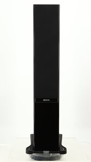 Front view of a used Monitor Audio Gold 200 4G Floorstanding Speaker in a gloss black finish showing Grille
