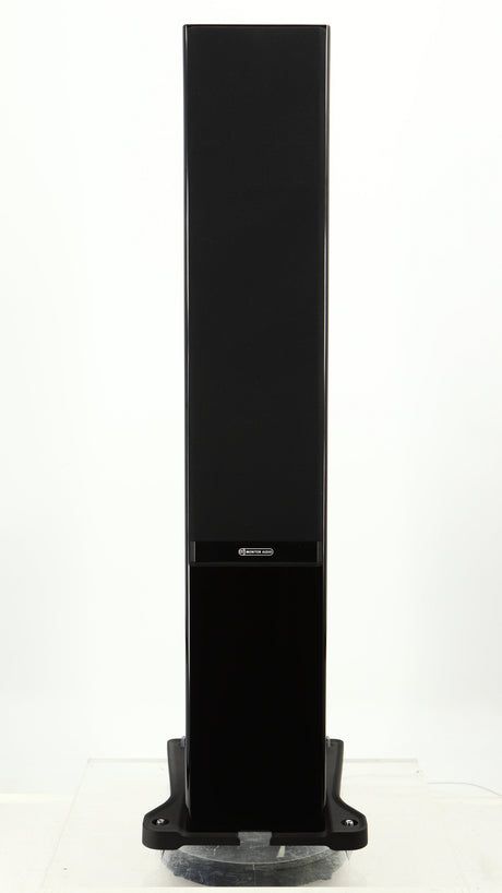 Front view of a used Monitor Audio Gold 200 4G Floorstanding Speaker in a gloss black finish showing Grille
