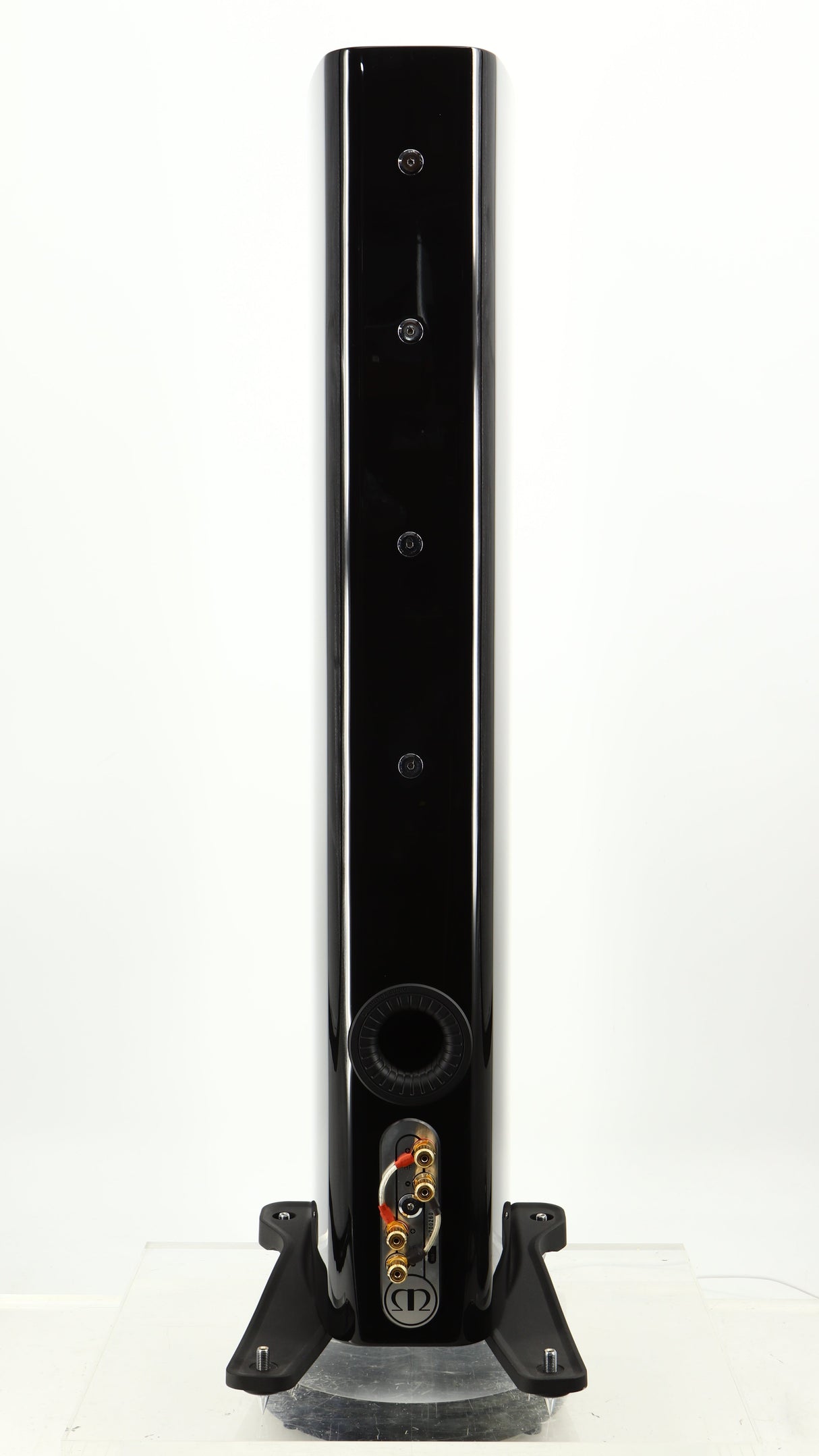 Rear view of a used Monitor Audio Gold 200 4G Floorstanding Speaker in a gloss black finish