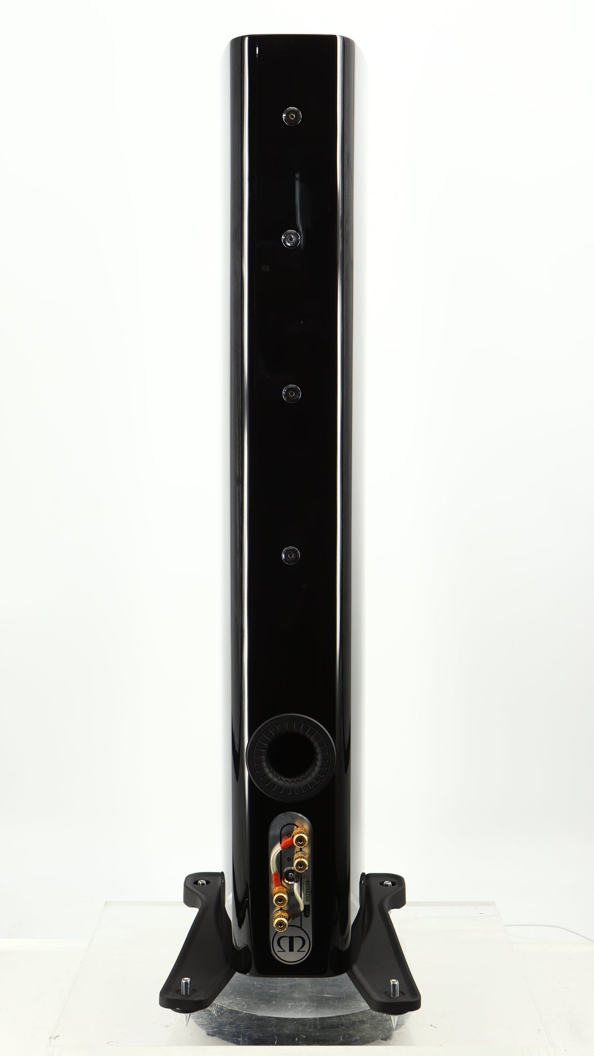Rear view of a used Monitor Audio Gold 200 4G Floorstanding Speaker in a gloss black finish