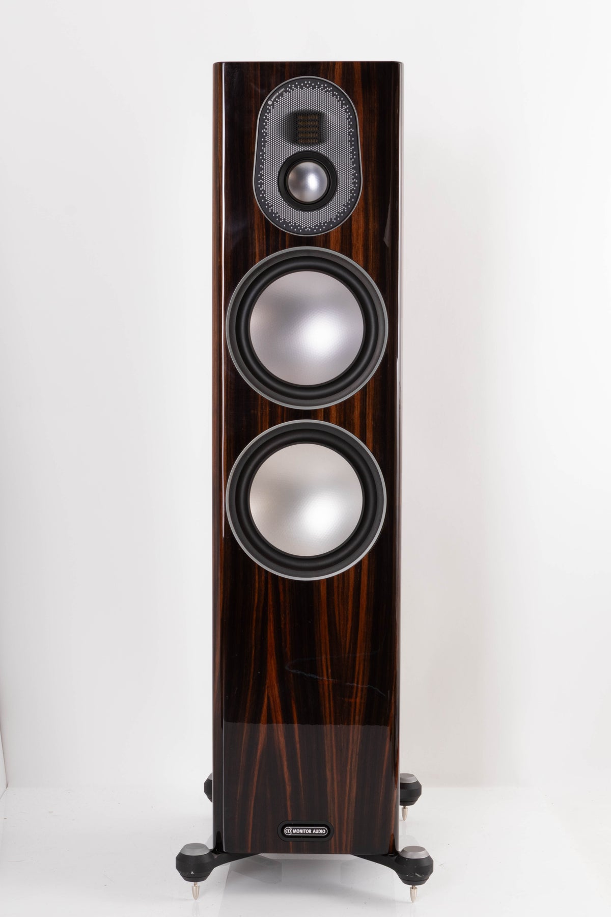 Front view of a used Monitor Audio Gold 300 Floorstanding Speakers in Piano Ebony