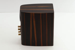Left side view of a used Monitor Audio Gold 50 Standmount Speakers in a piano ebony finish