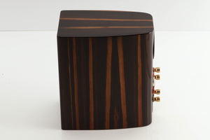 Right side view of a used Monitor Audio Gold 50 Standmount Speakers in a piano ebony finish