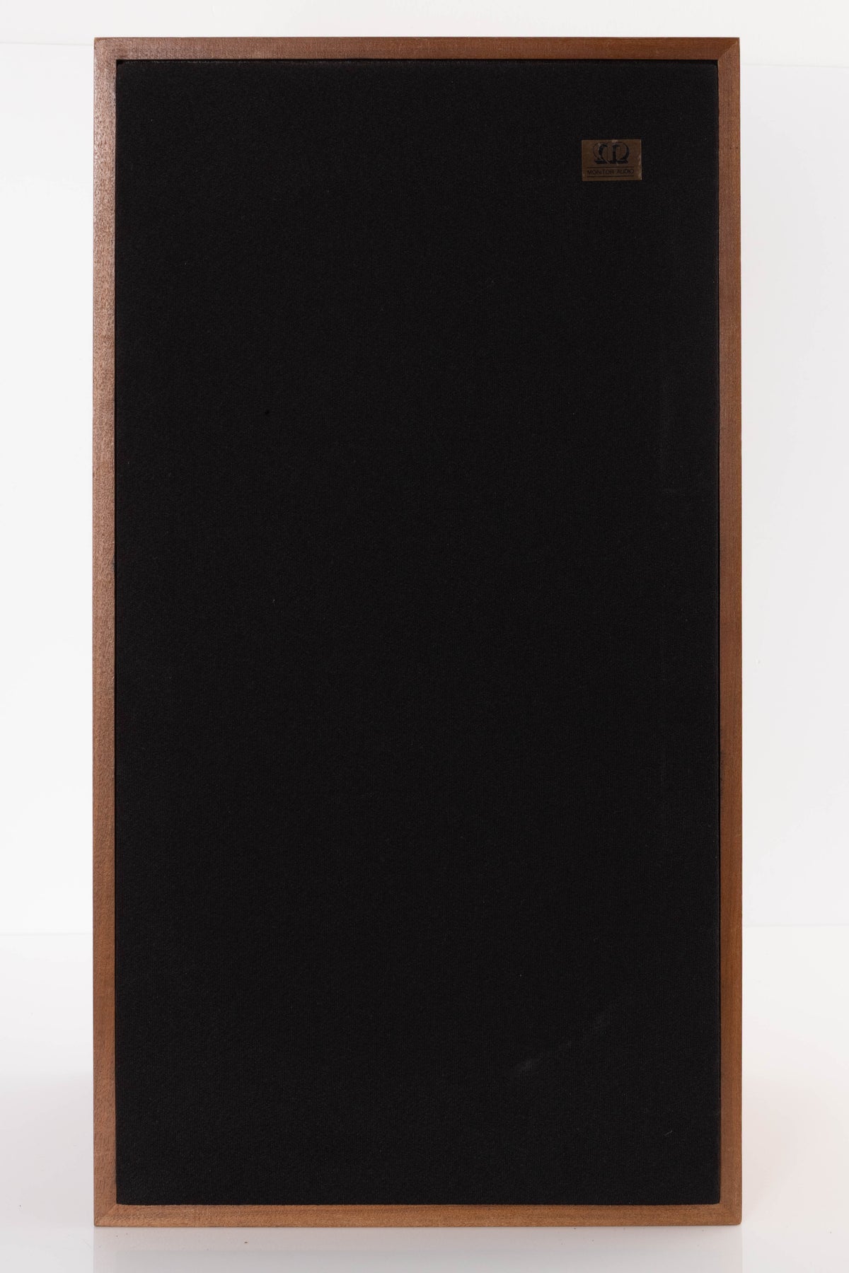 Front view of a used Monitor Audio MA5 Series II Standmount Speakers in a Teak finish showing Grille