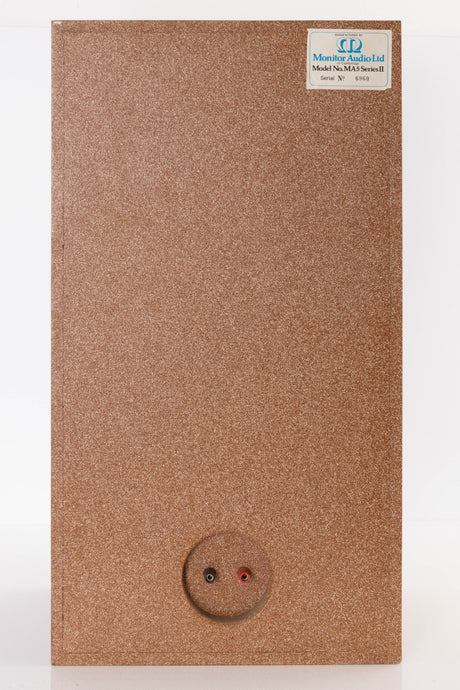 Rear view of a used Monitor Audio MA5 Series II Standmount Speakers in a Teak finish