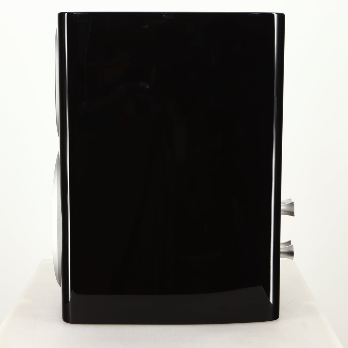 Right side view of a used Monitor Audio Platinum PL100 III Standmount Speaker in a piano black finish