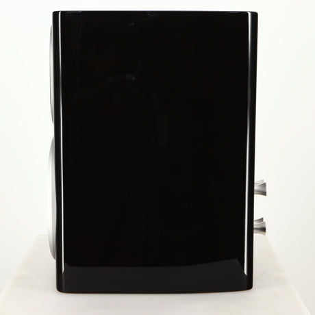Right side view of a used Monitor Audio Platinum PL100 III Standmount Speaker in a piano black finish