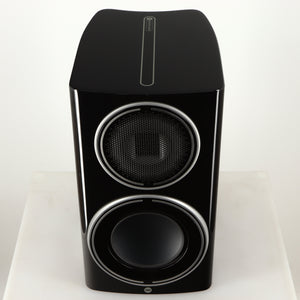 Top of a used Monitor Audio Platinum PL100 III Standmount Speaker in a piano black finish