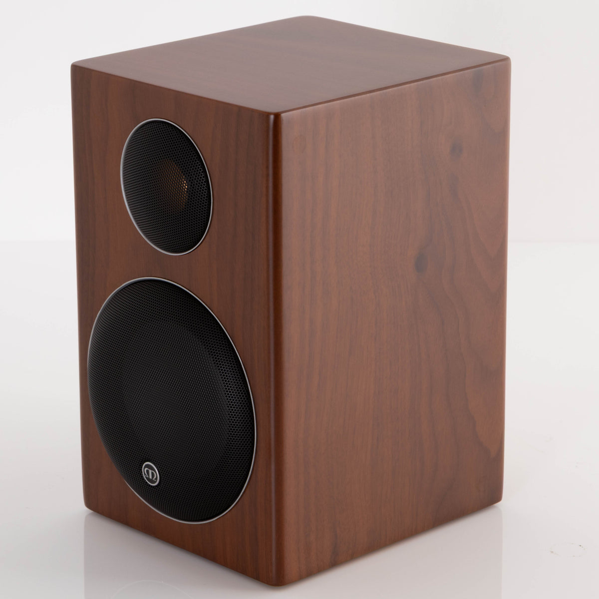 Front right corner of a used Monitor Audio Radius 90 Standmount Speaker in a Rosewood finish