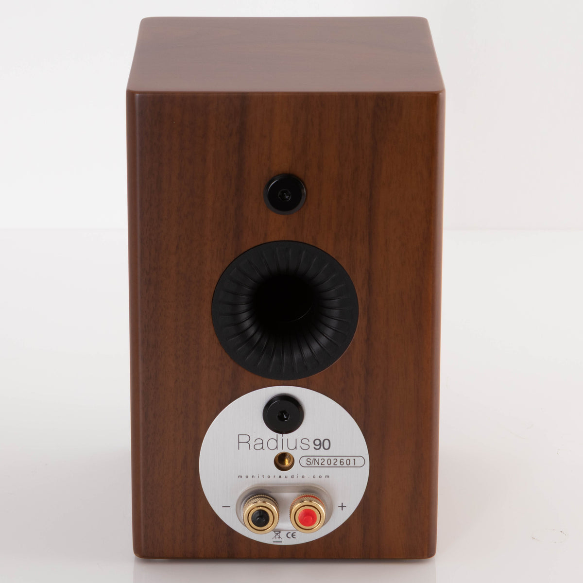 Rear view of a used Monitor Audio Radius 90 Standmount Speaker in a Rosewood finish