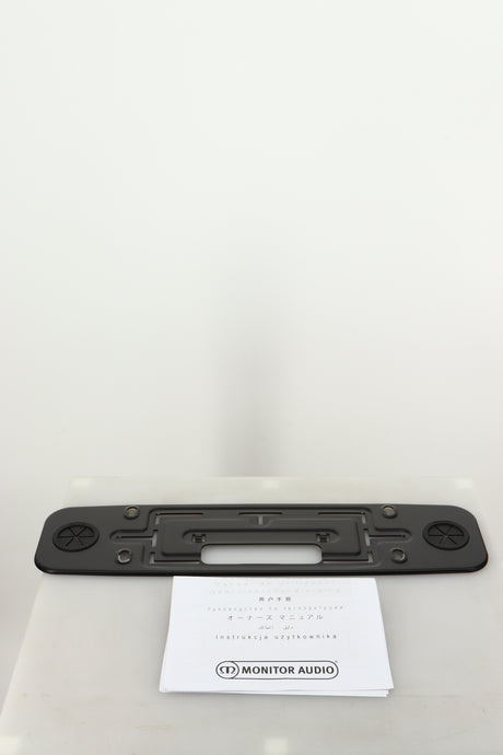 Accessories for a used Monitor Audio SB-4 Soundbar in a black finish showing Wall Mount and Manual