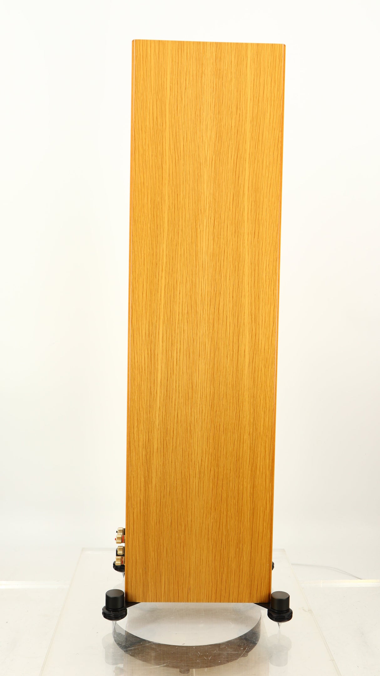 Left side view of a used Monitor Audio Silver 200 6G Floorstanding Speakers in an oak finish