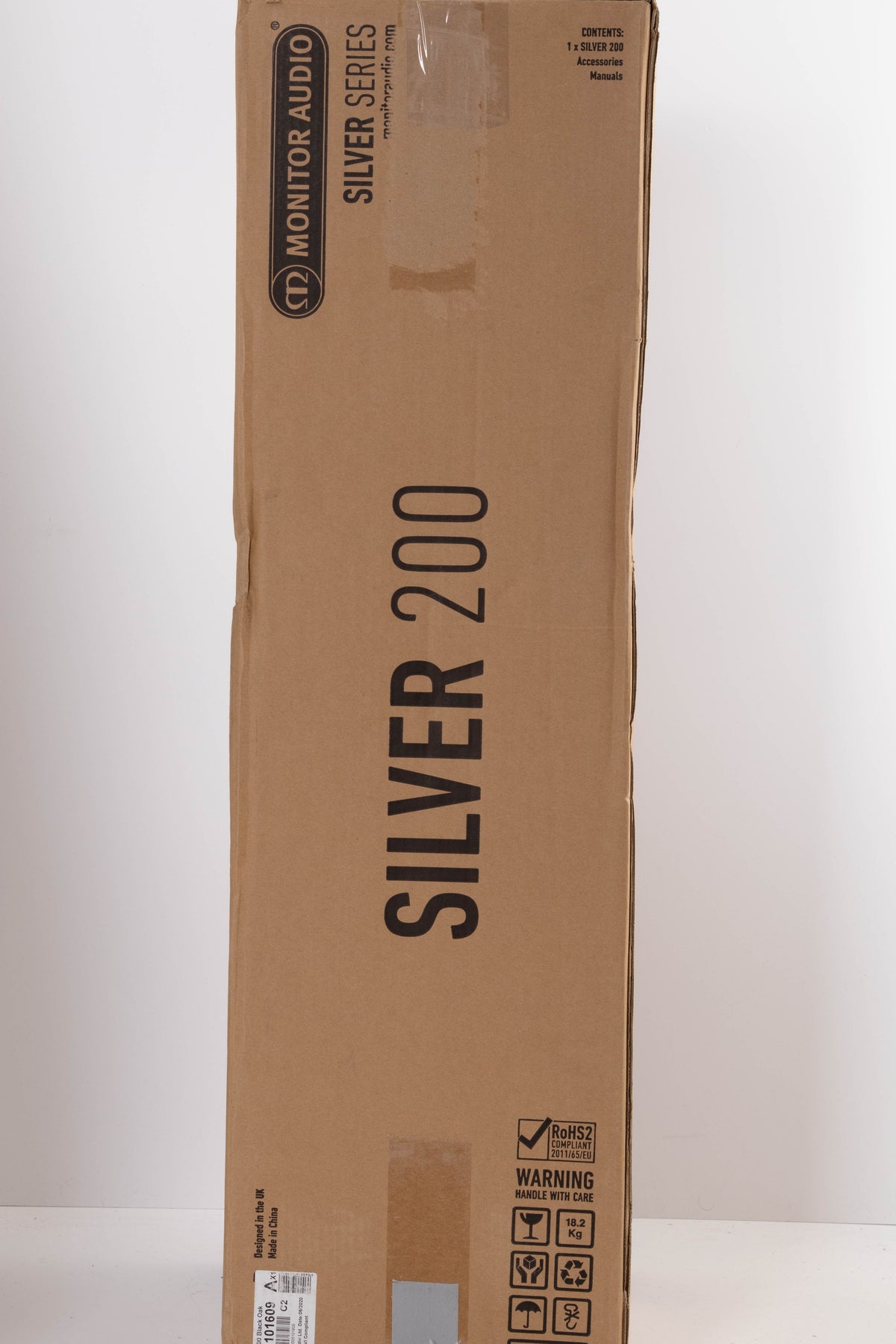 Box of a used Monitor Audio Silver 200 Floorstanding Speaker in Black Oak