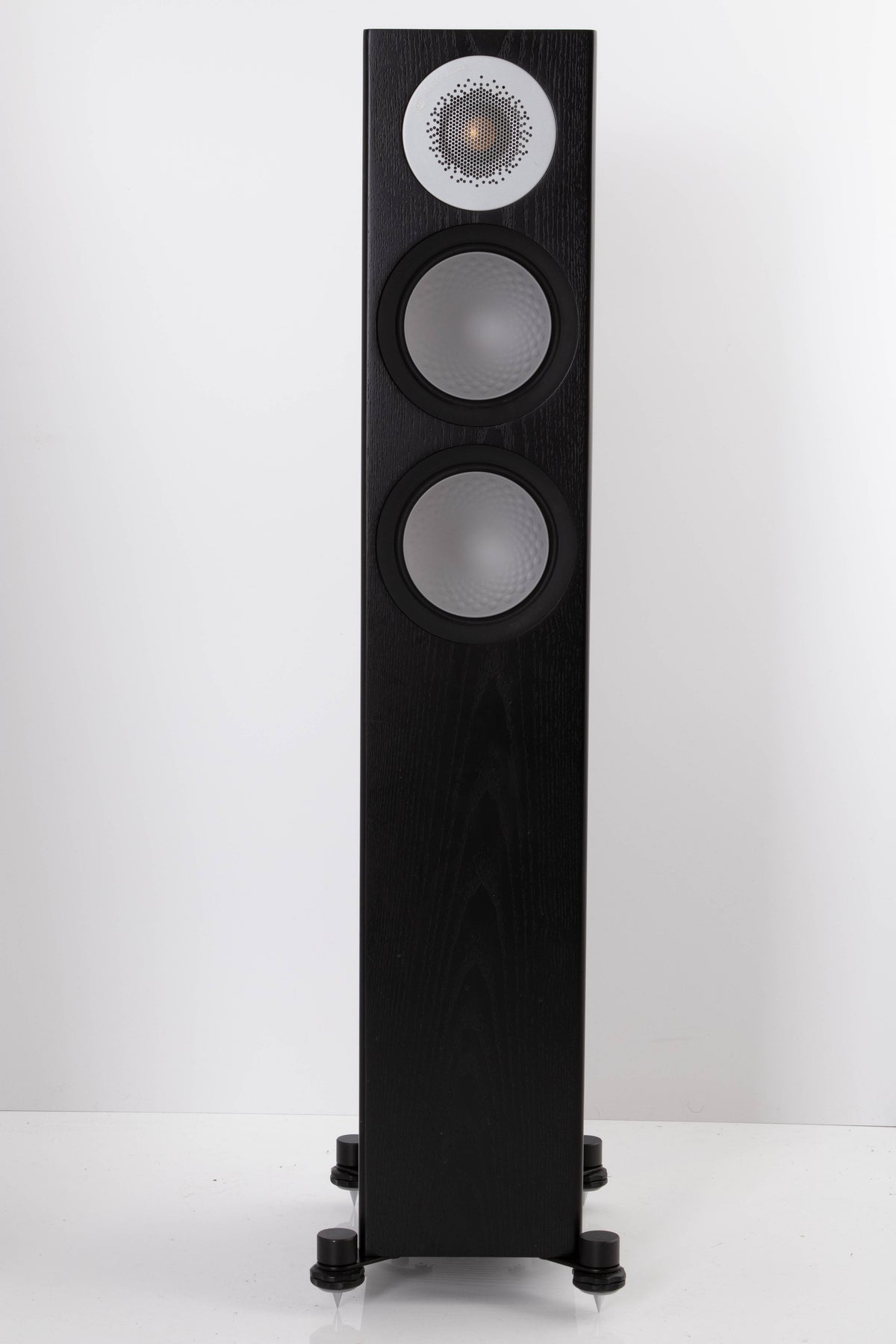 Front view of a used Monitor Audio Silver 200 Floorstanding Speaker in Black Oak
