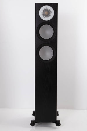 Front view of a used Monitor Audio Silver 200 Floorstanding Speaker in Black Oak