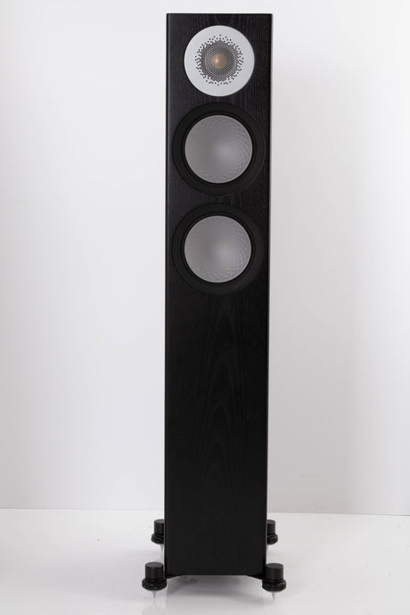 Front view of a used Monitor Audio Silver 200 Floorstanding Speaker in Black Oak