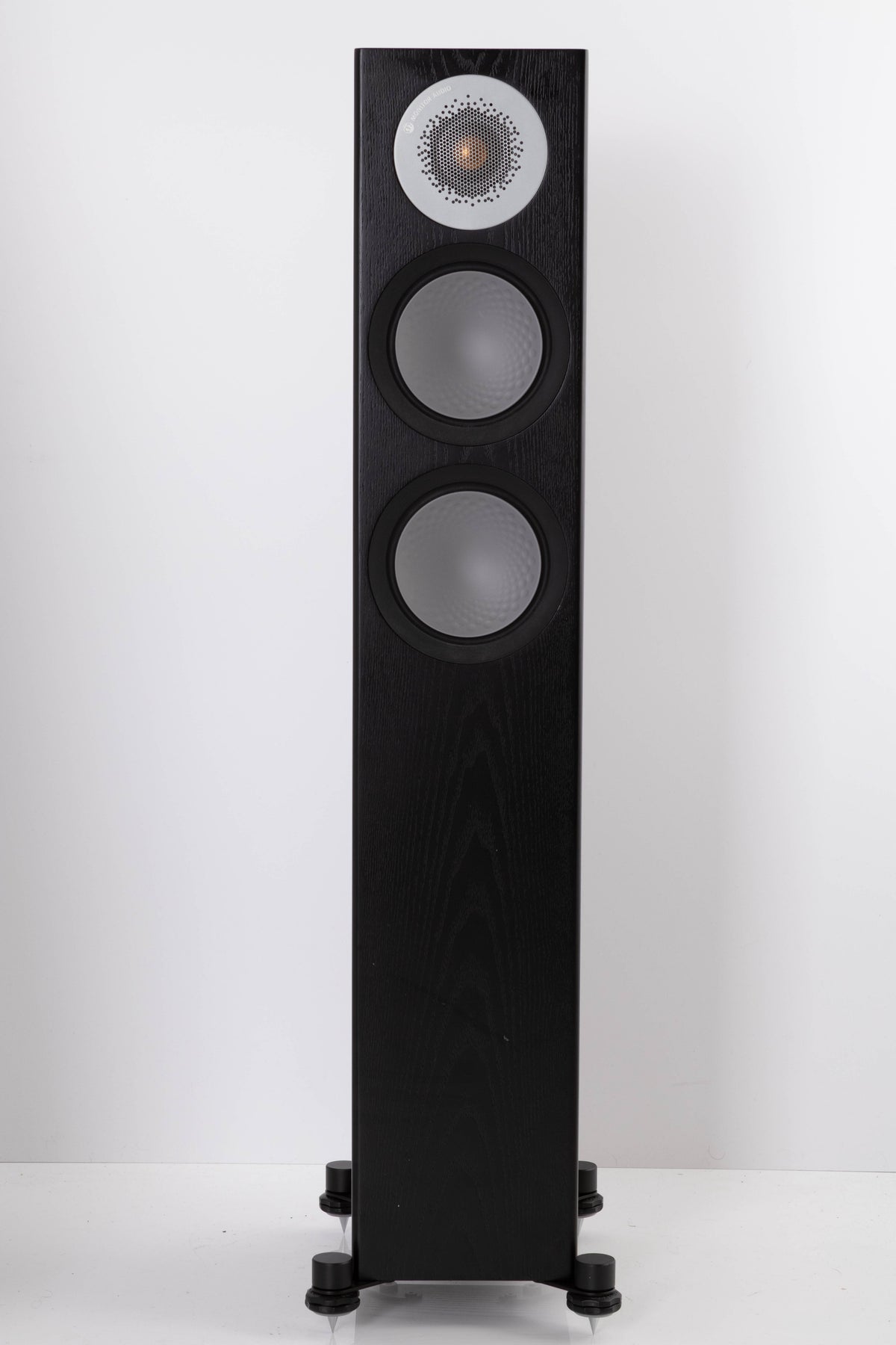 Front view of a used Monitor Audio Silver 200 Floorstanding Speaker in Black Oak