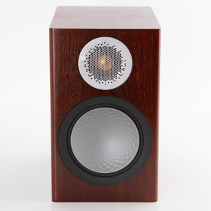 Front view of a used Monitor Audio Silver 50 6G Standmount Speaker in a Walnut finish