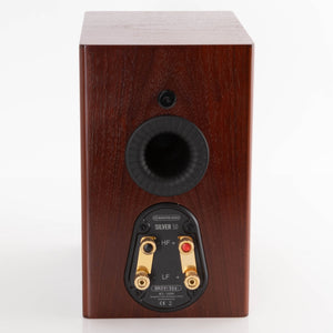 Rear view of a used Monitor Audio Silver 50 6G Standmount Speaker in a Walnut finish