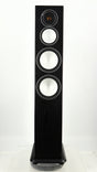 Front view of a used Monitor Audio Silver 8 Floorstanding Speaker in a black oak finish