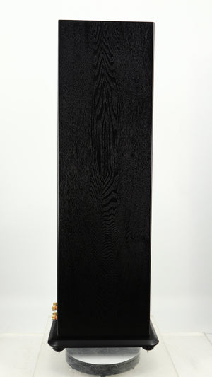 Left side view of a used Monitor Audio Silver 8 Floorstanding Speaker in a black oak finish