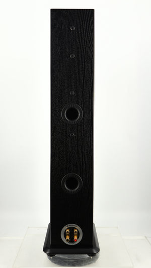 Rear view of a used Monitor Audio Silver 8 Floorstanding Speaker in a black oak finish