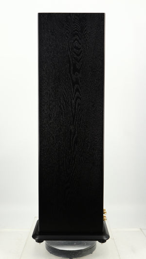 Right side view of a used Monitor Audio Silver 8 Floorstanding Speaker in a black oak finish